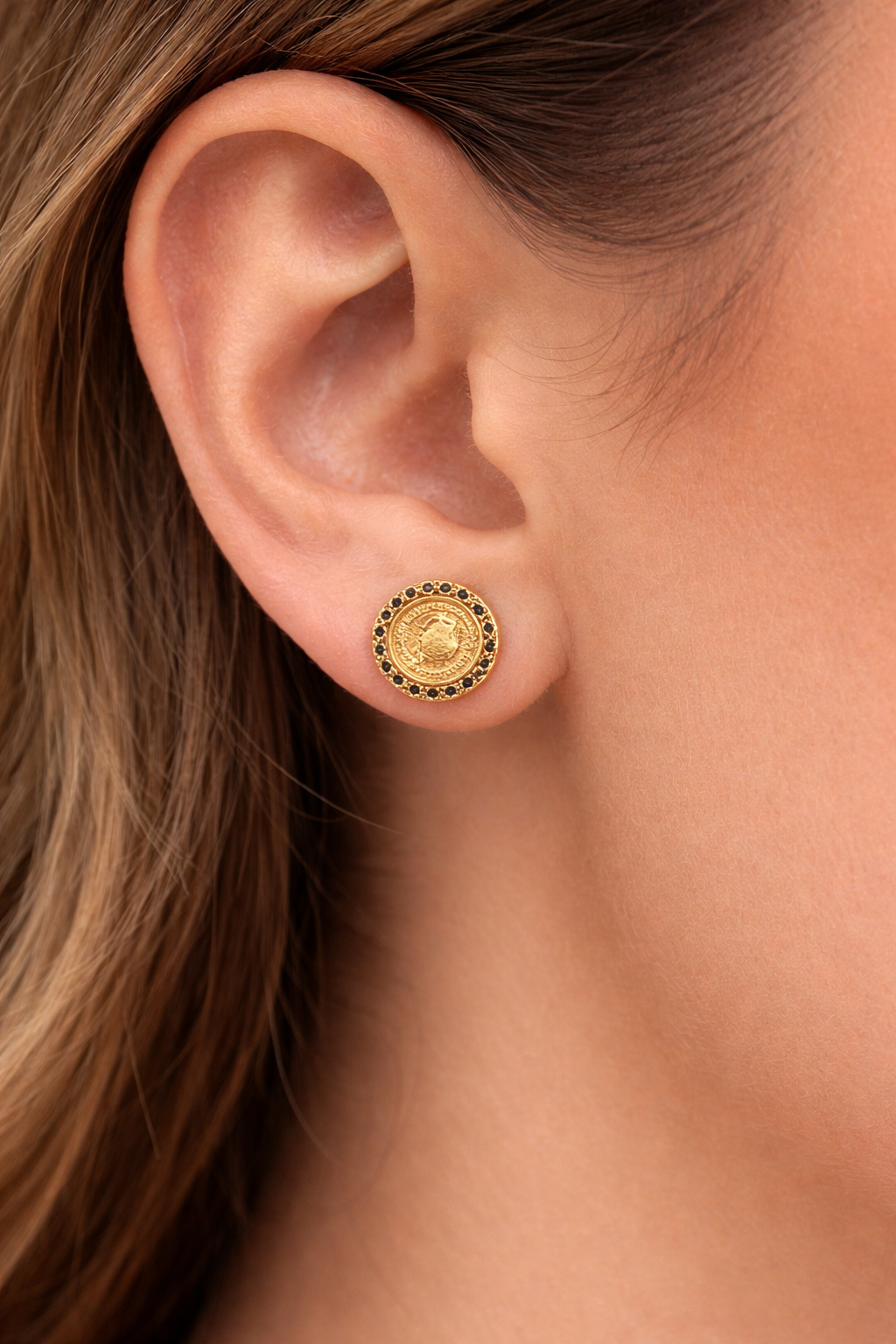 Amora Noir Coin Studs