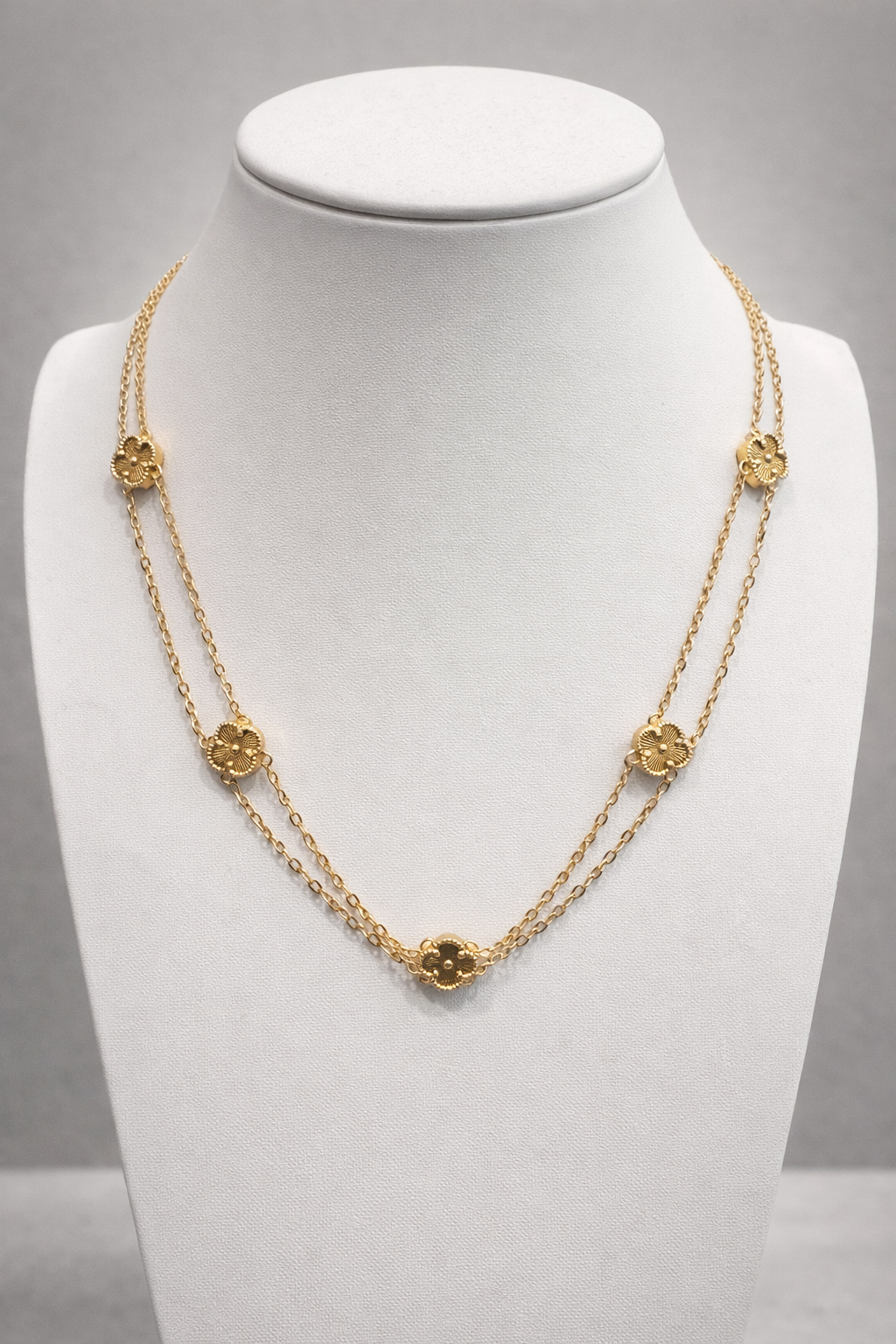 Amora Golden Clover Layered Necklace