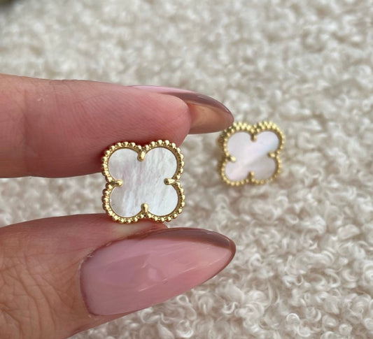 White pearl earrings