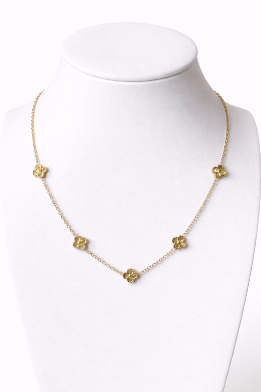 Mini Amora Golden Clover Station Necklace