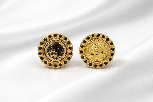 Amora Noir Coin Studs