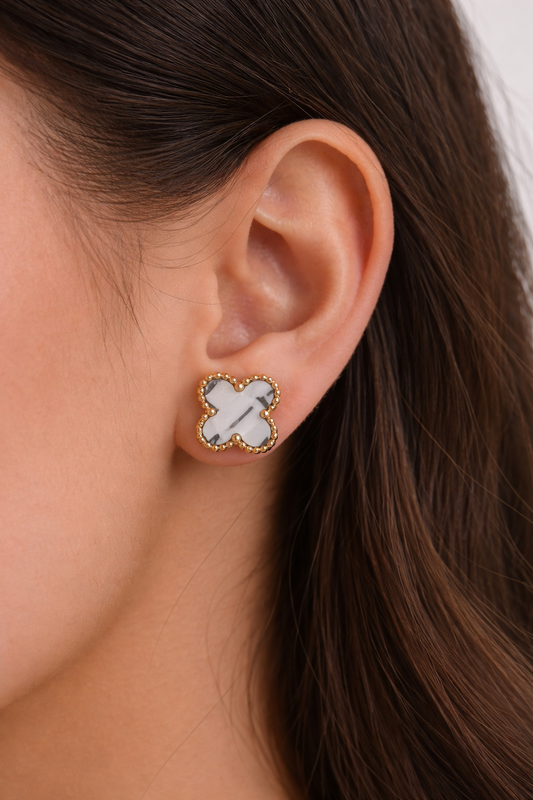 Amora Marble Clover Studs